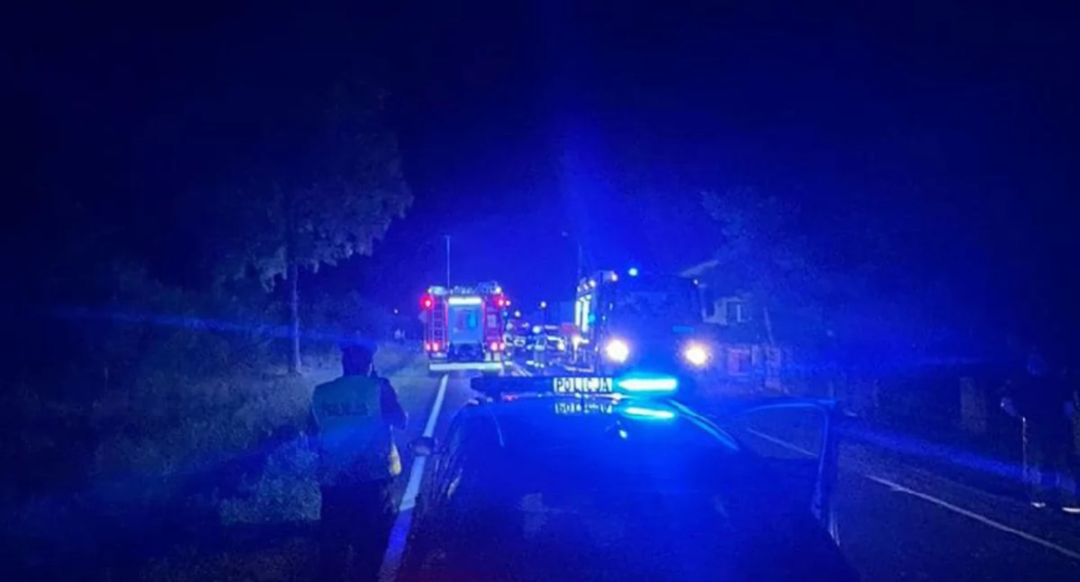 Wypadki drogowe, Samochód ciężarowy wjechał budynek mieszkalny kierowca żyje - zdjęcie, fotografia