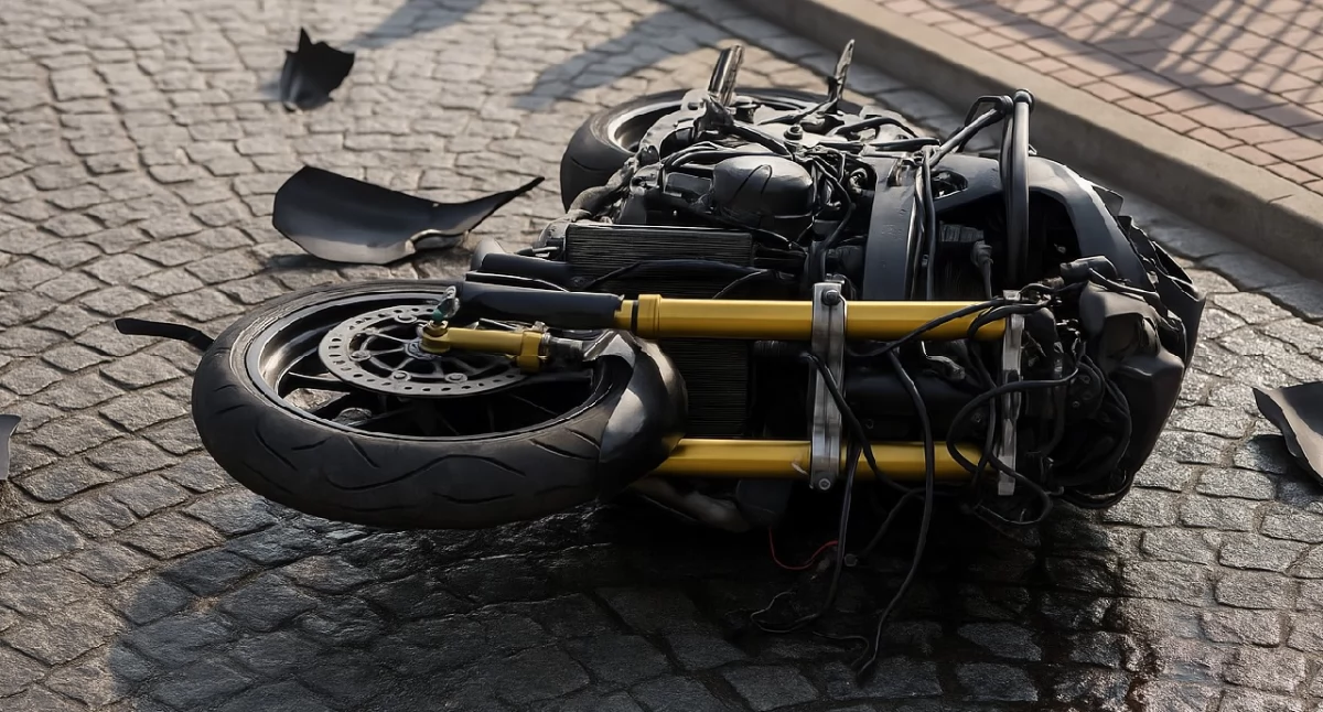 Wypadki drogowe, Ucieczka motocyklisty zakończona wypadkiem moście Toruńskim - zdjęcie, fotografia