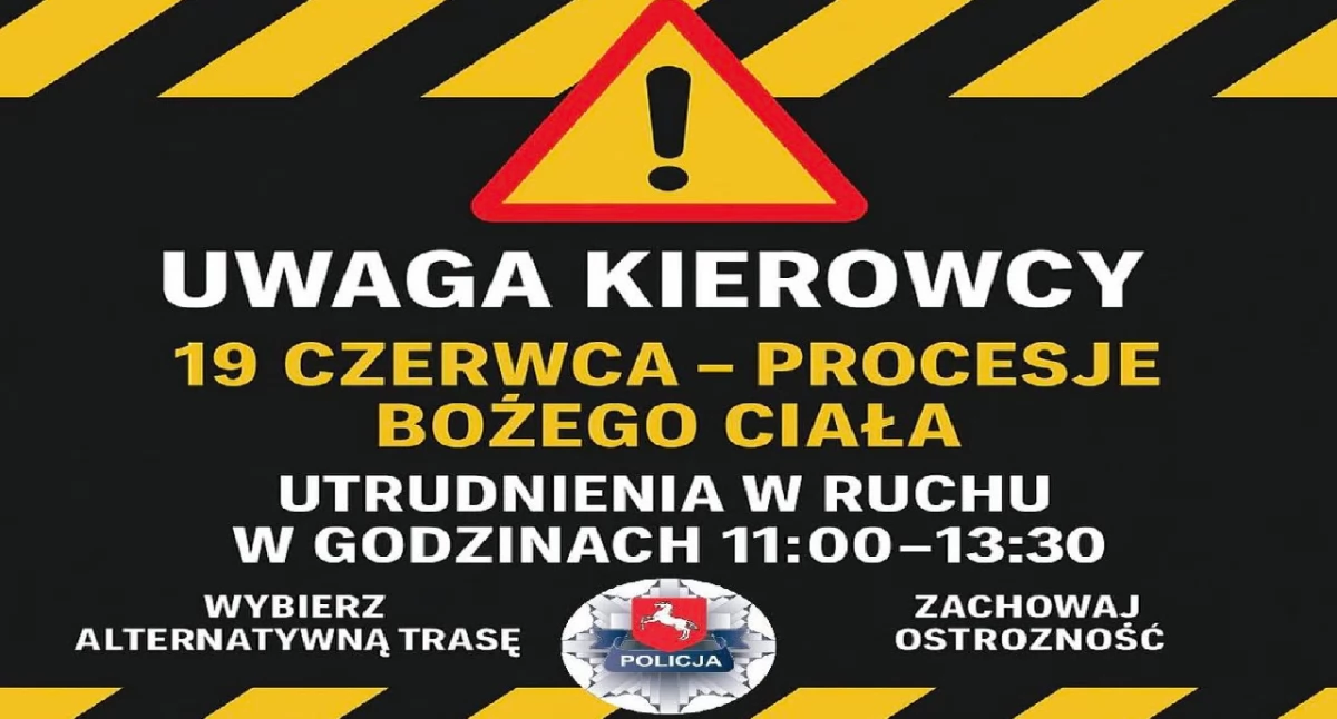 Komunikaty, Utrudnienia ruchu czerwca procesje Bożego Ciała Koninie okolicach - zdjęcie, fotografia