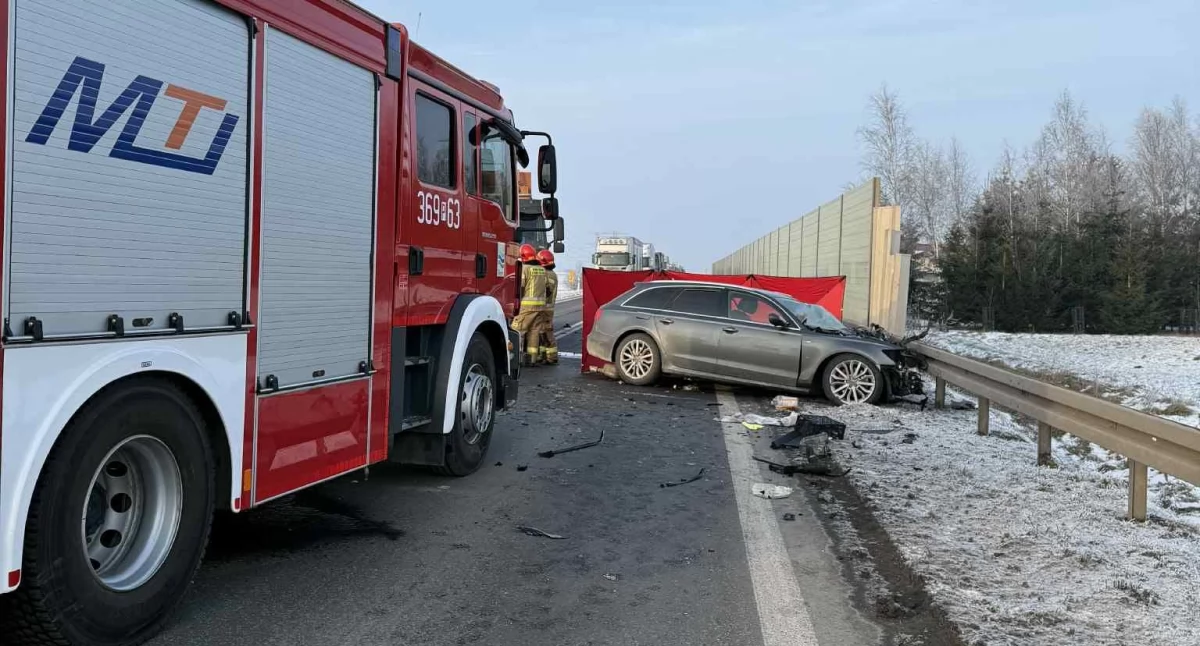 Wypadki drogowe, Śmiertelny wypadek Ślesinie Zginął kierowca - zdjęcie, fotografia