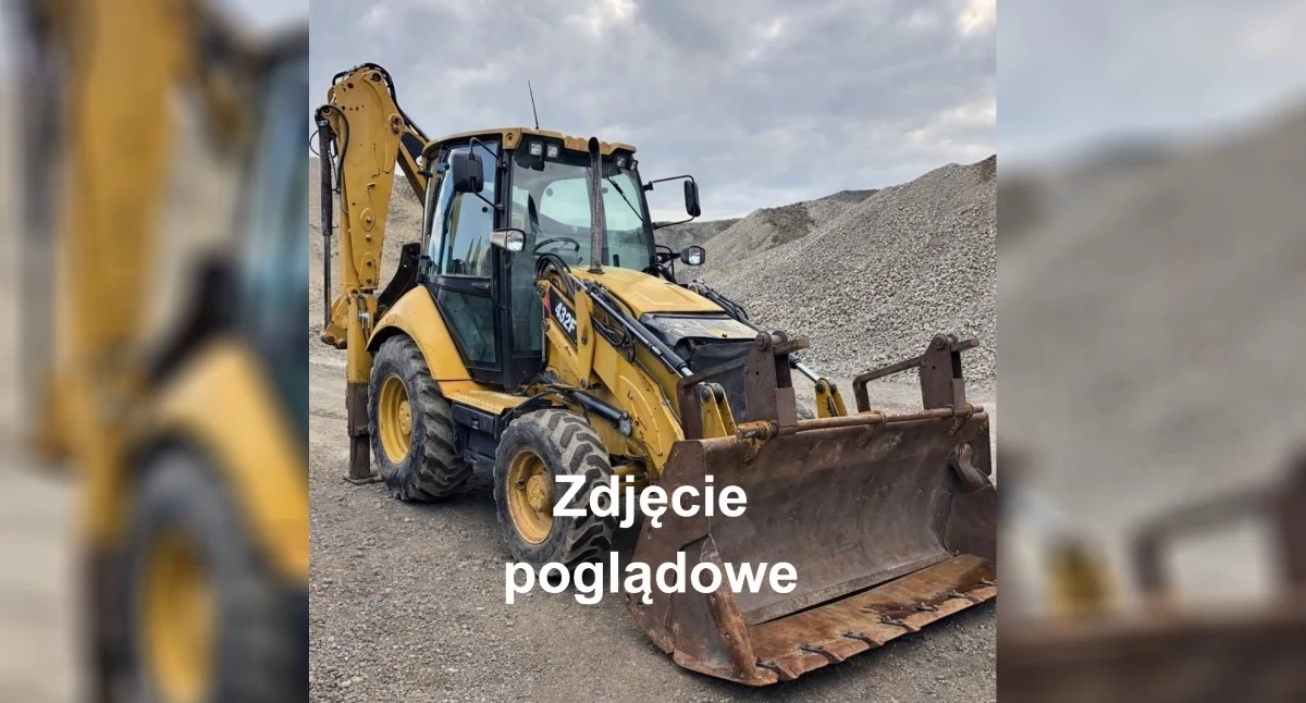 Komunikat Policji, Kradzież koparko ładowarki Caterpillar Aleksandrówce policja Koła apeluje pomoc - zdjęcie, fotografia