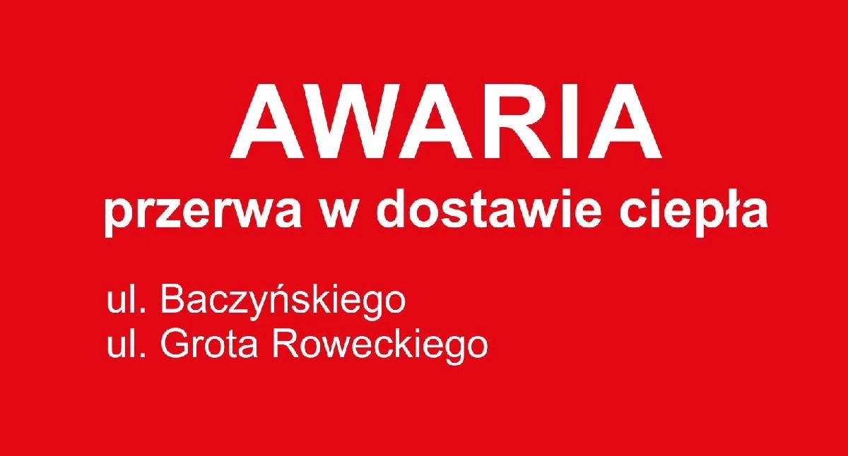 Komunikaty, Przerwa dostawie ciepła Konin Awaria sieci ciepłowniczej Baczyńskiego Grota Roweckiego - zdjęcie, fotografia