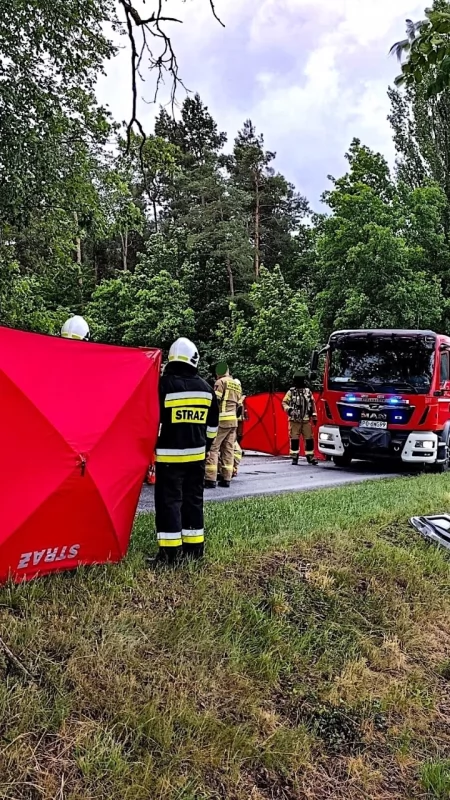 Tragiczny wypadek niedaleko Słupcy. Samochód uderzył w drzewo, kierowca zginął na miejscu