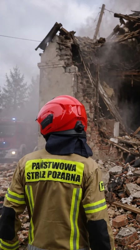 Potężny wybuch gazu w Licheniu. Z budynku wyleciały okna, poszkodowana matka z dzieckiem